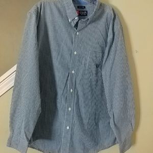 CHAPS Men's Green Check Easy Care Button-Up Shirt XL